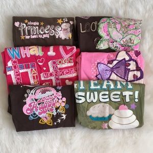 Lot of 6 Girls Graphic Tees - Size S 5/6